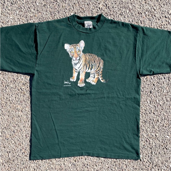 Alore Other - Vtg 90s Bengal Tiger Cub Nature Tee XL Alore Made in USA 1999